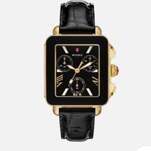 Michele Black and Gold Chronograph Watch